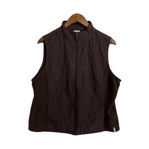 Columbia Womens Brown Quilted Full Zip Pockets Fleece Side Winter Vest Large